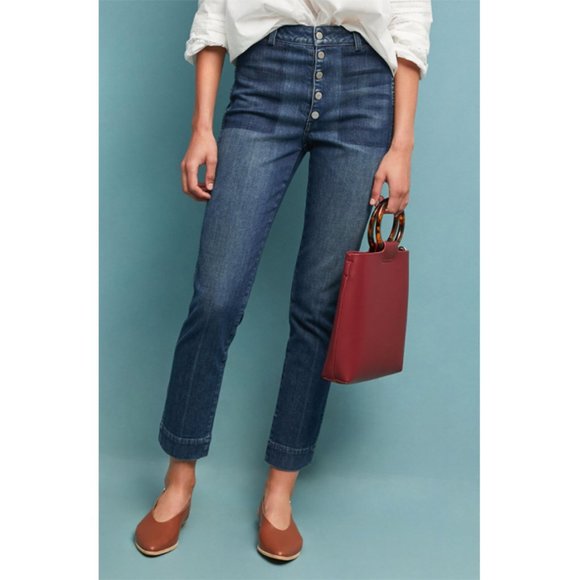 👖 AMO - Audrey Ultra High-Rise Cropped Jeans Button Fly in Shadow Play - 24 - Picture 3 of 10